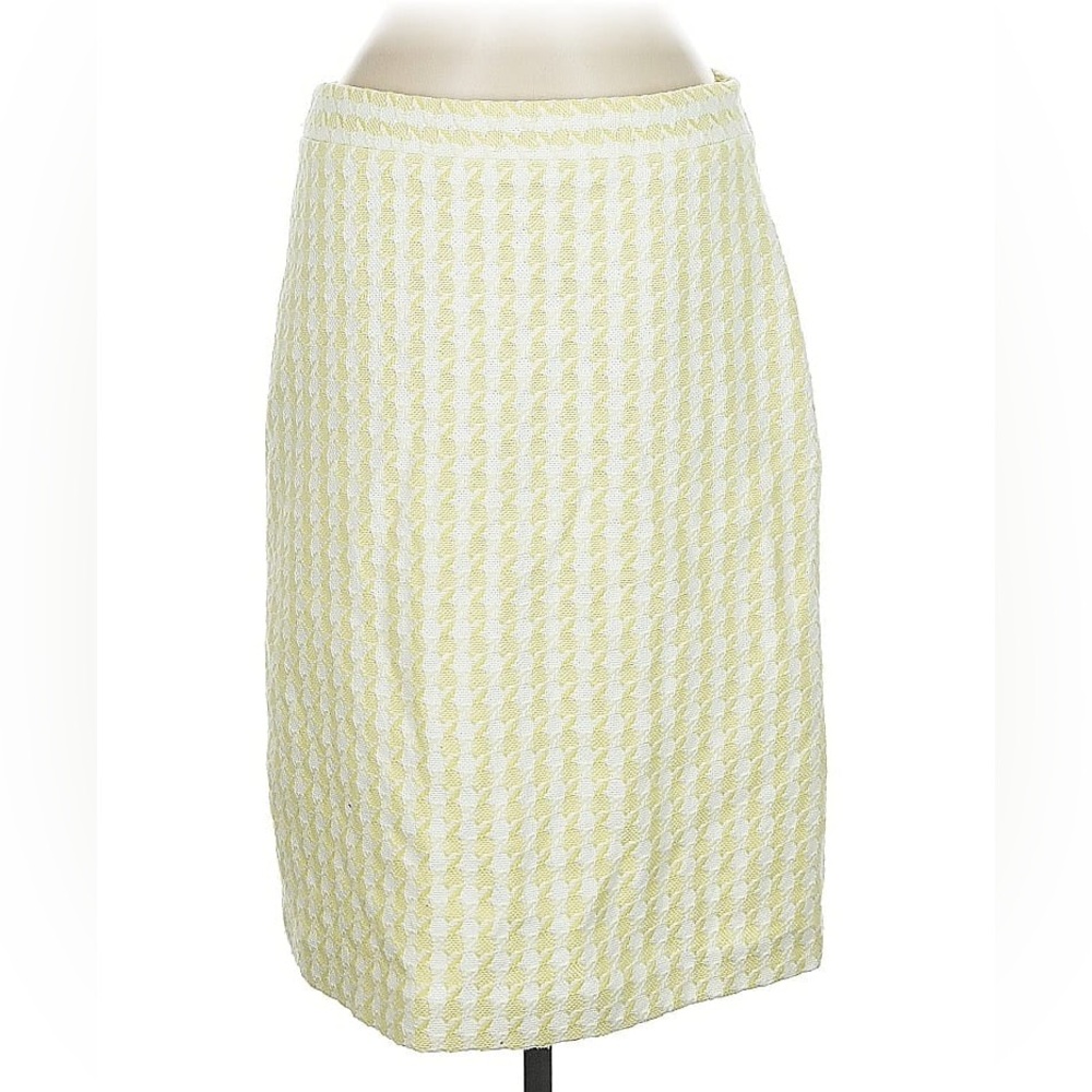 Vintage Banana Republic Yellow and White Houndstooth Pencil Skirt Size 6